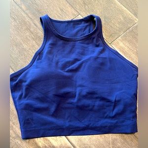 cropped workout tank with built in bra
